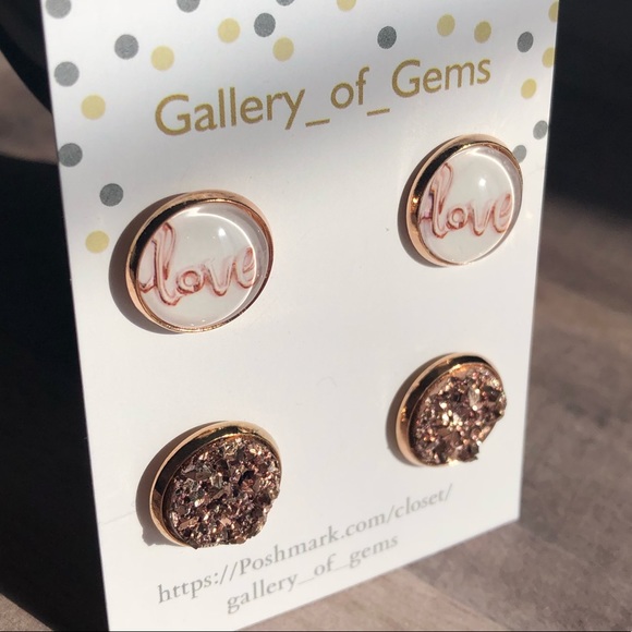 *Last 1* Love Rose Gold Druzy Earring Set! - Picture 2 of 7